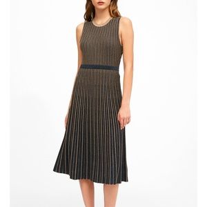 Banana Republic Metallic Stripe Sweater Dress - Gold/Blue